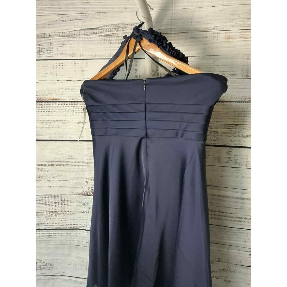 NW Collections Navy Blue Strapless Ruffled Halter Neckline Dress Size 8 - Picture 5 of 6